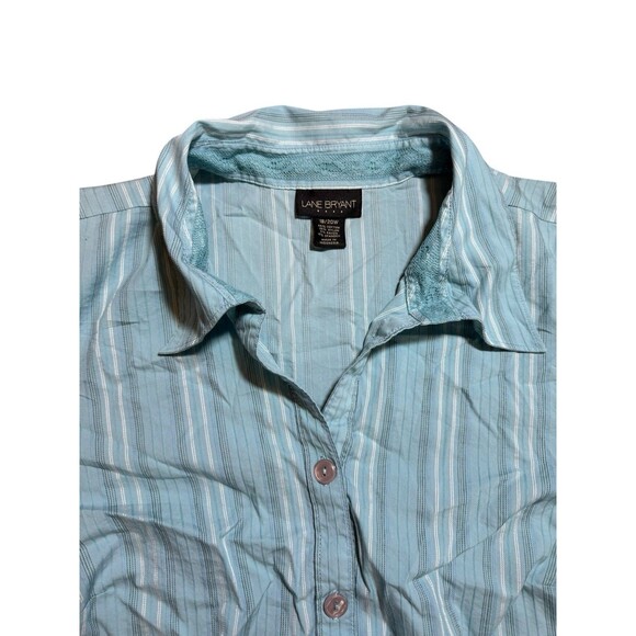 Lane Bryant Button Up Shirt Women’s 18/20w Blue White Striped Short Sleeve - Picture 2 of 10